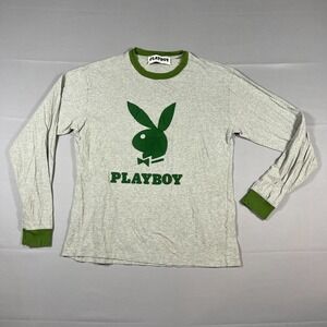 Playboy by PacSun T Shirt Mens Small Heather Gray Graphic Bunny Cotton Crew Neck